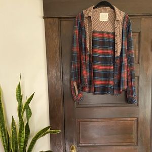 We the Free Patchwork Plaid Raw Edge Flannel